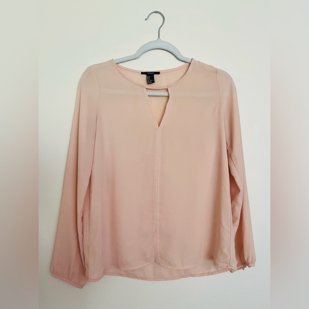 Peach Pink Long Sleeve Blouse